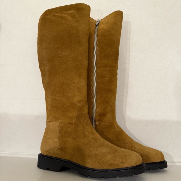Vince Sibelle Sherpa-Lined Suede Tall BootsSize 6NWOBSahara